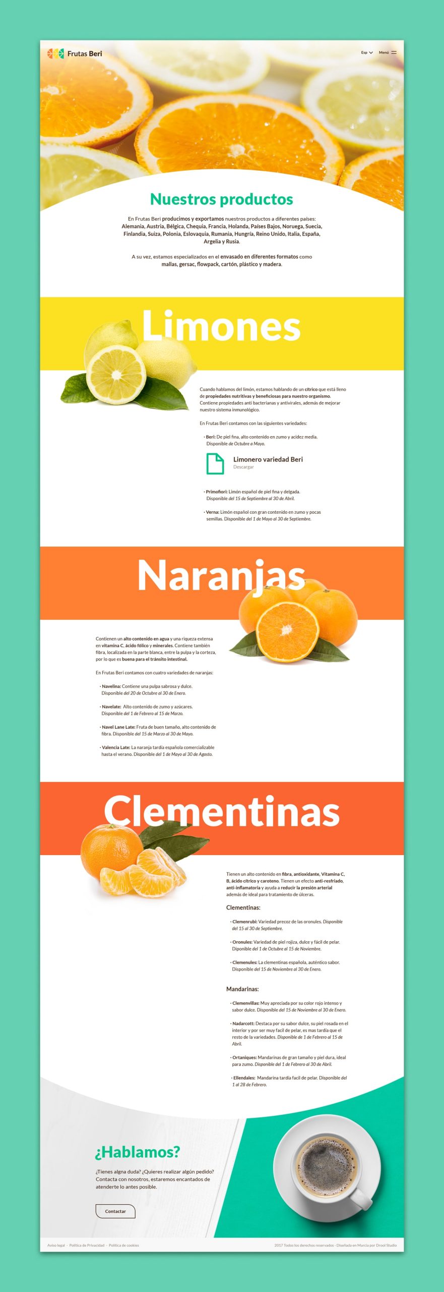 Diseño web realizado para Frutas Beri