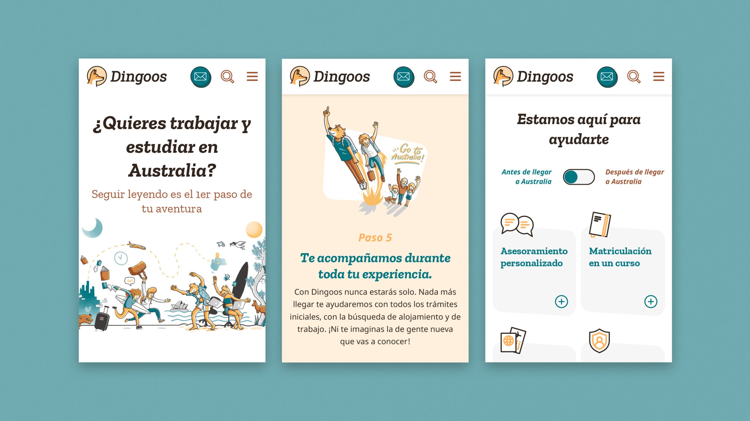 Muestra del diseño web de Dingoos en versión tablet